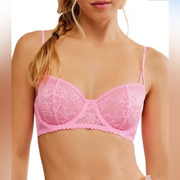 Free People Other - NWOT Free People Intimately Lace Underwire Bra Pink Size 32C